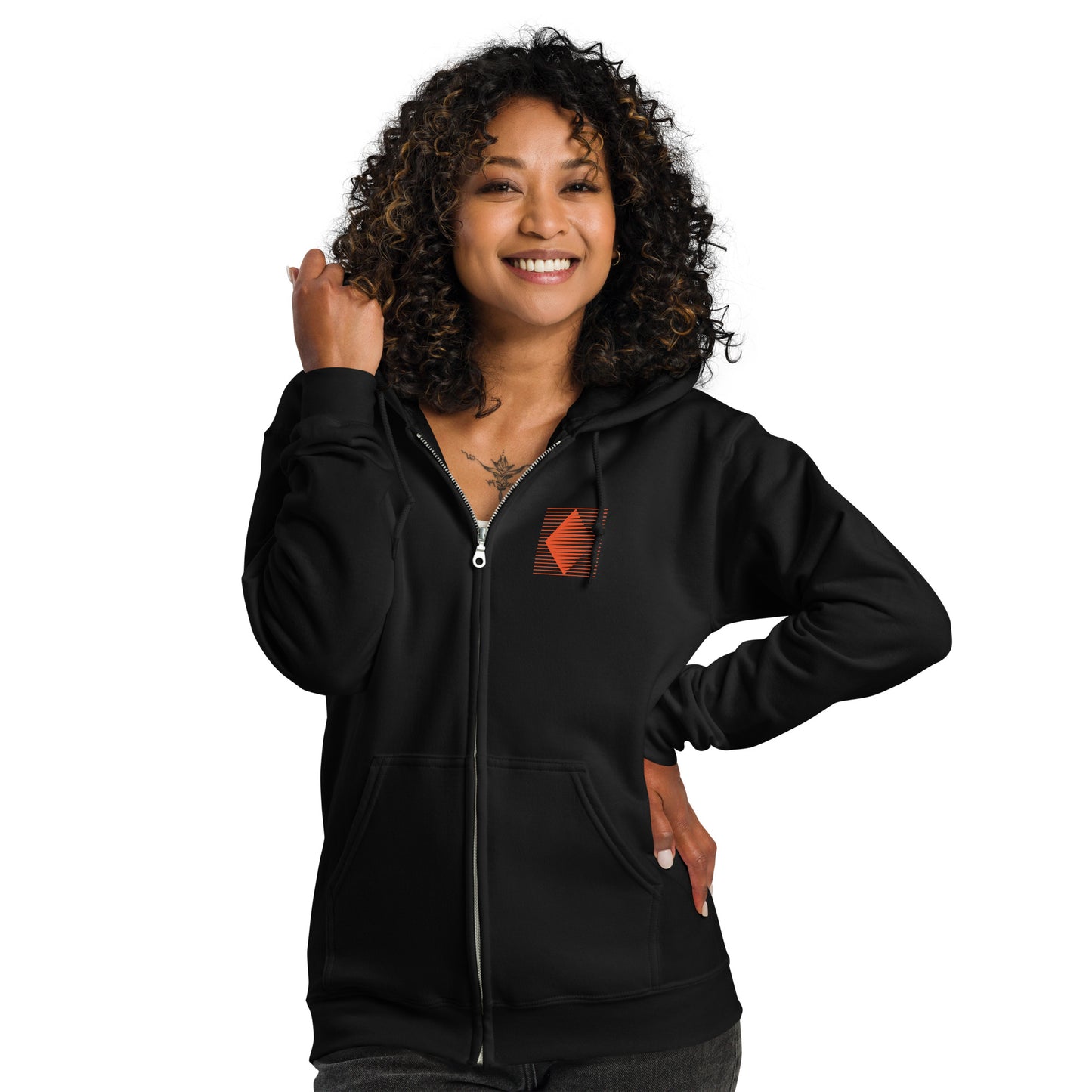 Hoodie White Zip Diamond Logo